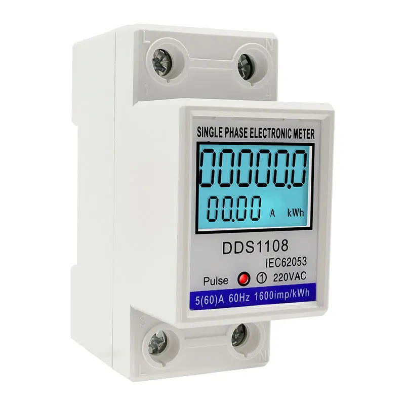 kWh Voltage Current Power Consumption Counter Electric Wattmeter 220V Din Rail Single Phase LCD Digital Energy Meter