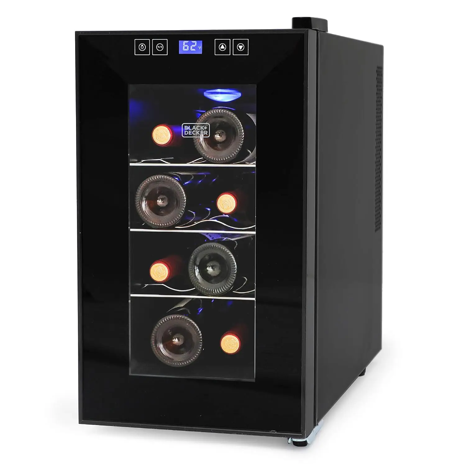 8-Bottle Wine Cooler, Countertop Mini Fridge with Glass Door, LED Display & Chrome Racks, Customized
