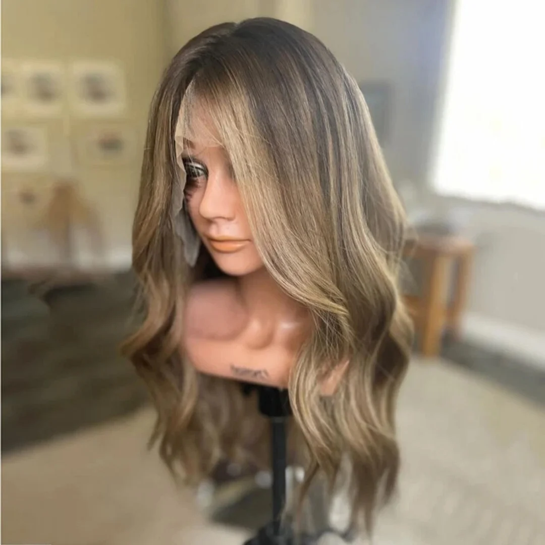 

Женский парик, пушистый карамельно-коричневый, синтетические парики спереди, высокая плотность, объемная волна, брюнетка, волокно, повседневные парики для косплея