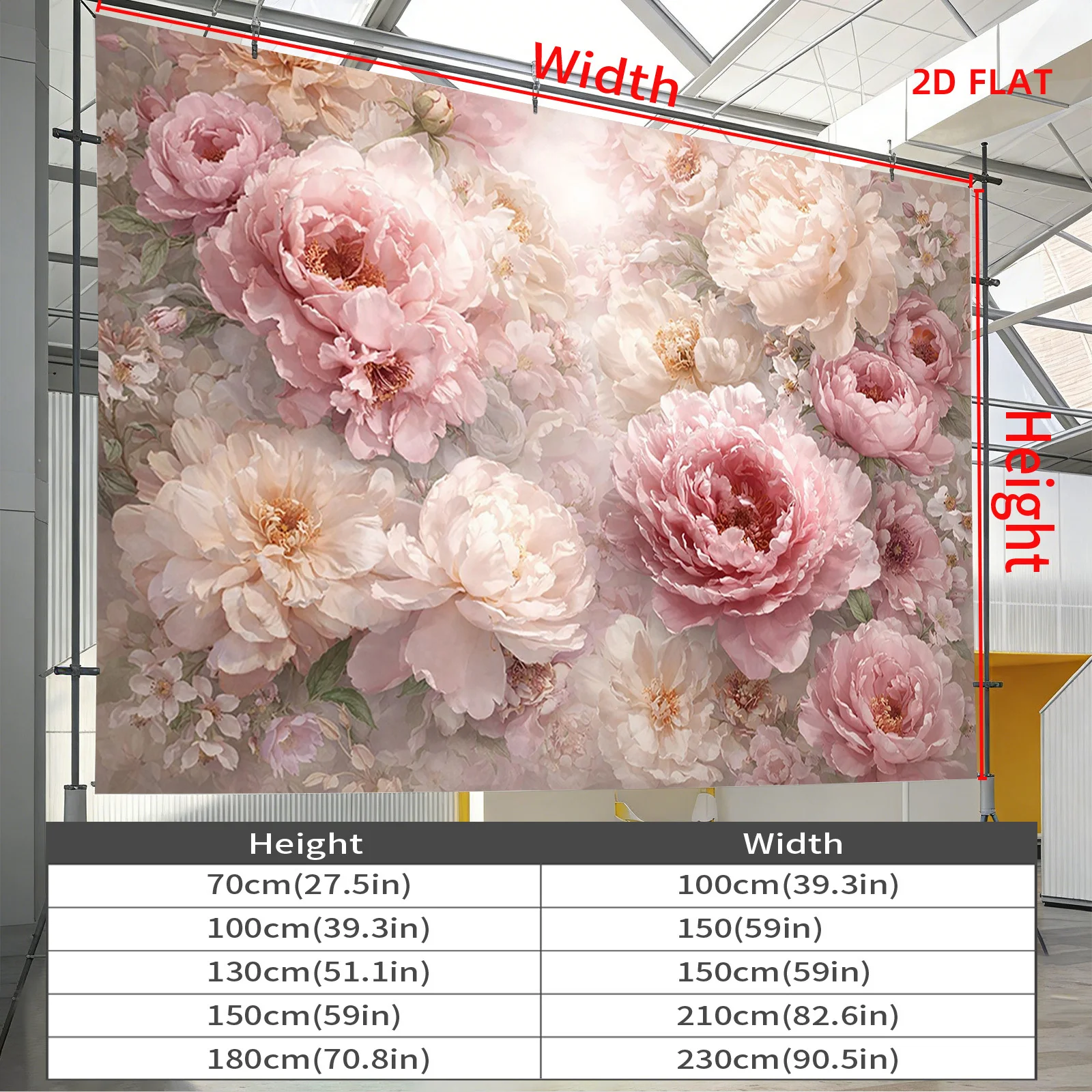 Elegant Peony Floral Tapestry Wall Art Blush Pink Flower Design Home Decor Hanging Canvas Mural for Bedroom Living Room Boho Sty