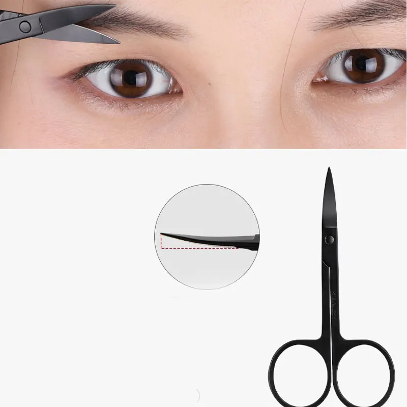 【Hot sales】Black eyebrow trimmer Eyebrow trimmer scissors with comb Eyebrow tweezers Eyelash tool Stainless steel