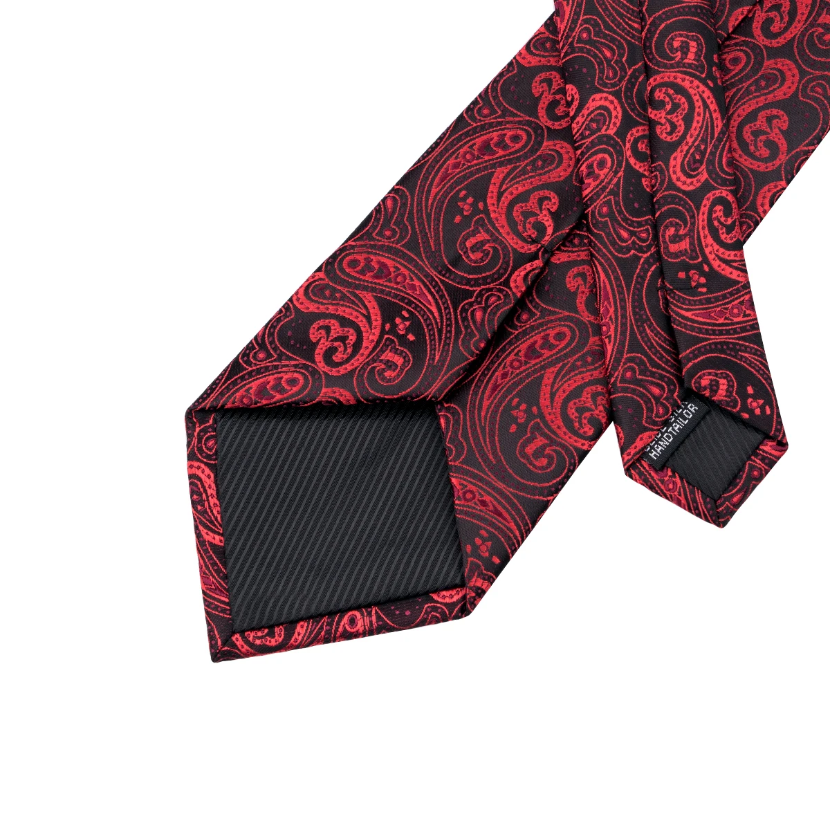 Hi-Tie Paisley Wine Red Silk Men\'s Tie NeckTies 8.5cm Ties for Men Formal Business Luxury Wedding Neckties Quality Gravatas