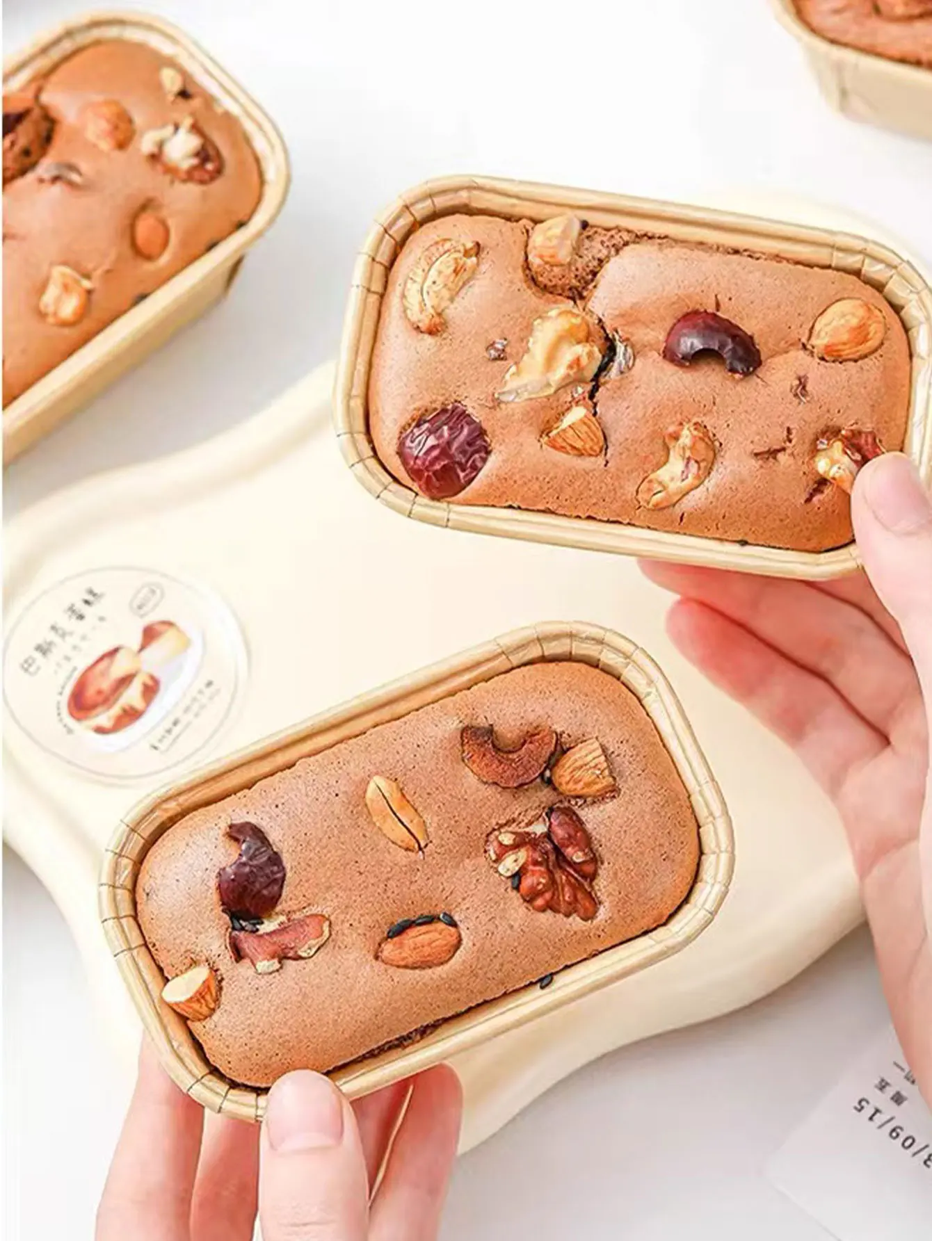 Mini Rectangular Roll-Top Box for Cake Baking, Dessert Oven-Specific Box, Square Paper Cup Mold Packaging Box Without Lid, 20Pcs