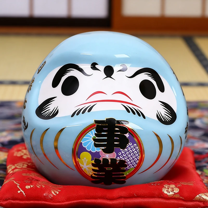 4.5 inch Maneki Neko Daruma Ornament Ceramic Fortune Cat Statue Home Decorative Gift Feng Shui Piggy Bank