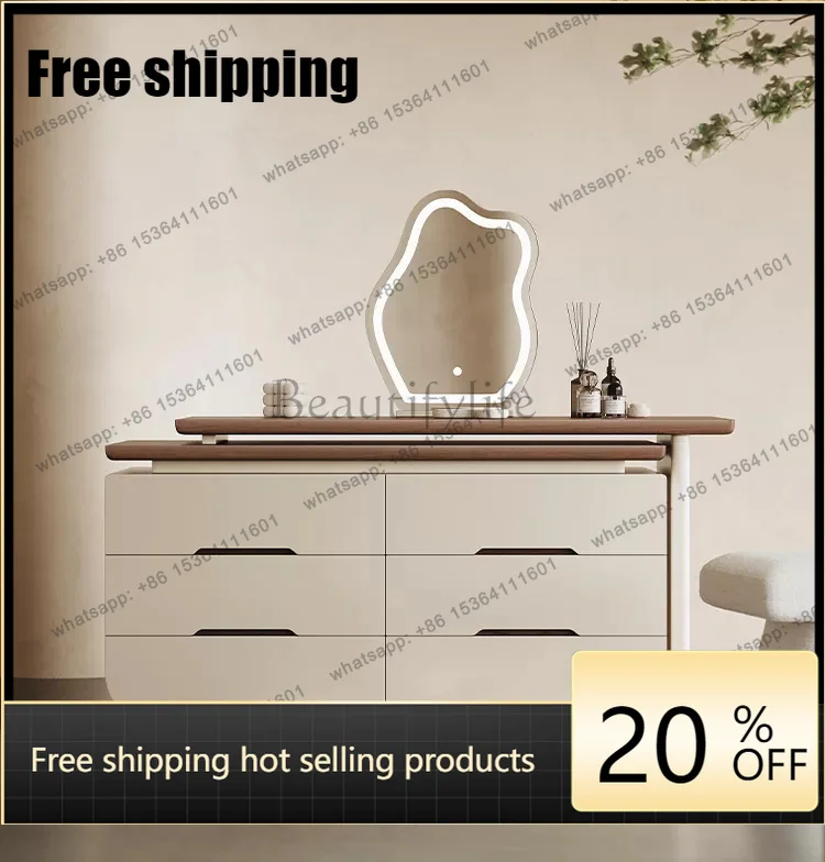 JJ Design Italian Dresser Storage Cabinet Integrated Cream Bedroom Retro Makeup Table Storage