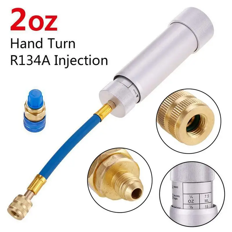 

Car Oil Coolant Filler Tube Car Air Conditioning Coolant Filling Tube Tool R134A 2OZ Oil Injector Refrigerant Tools Connector