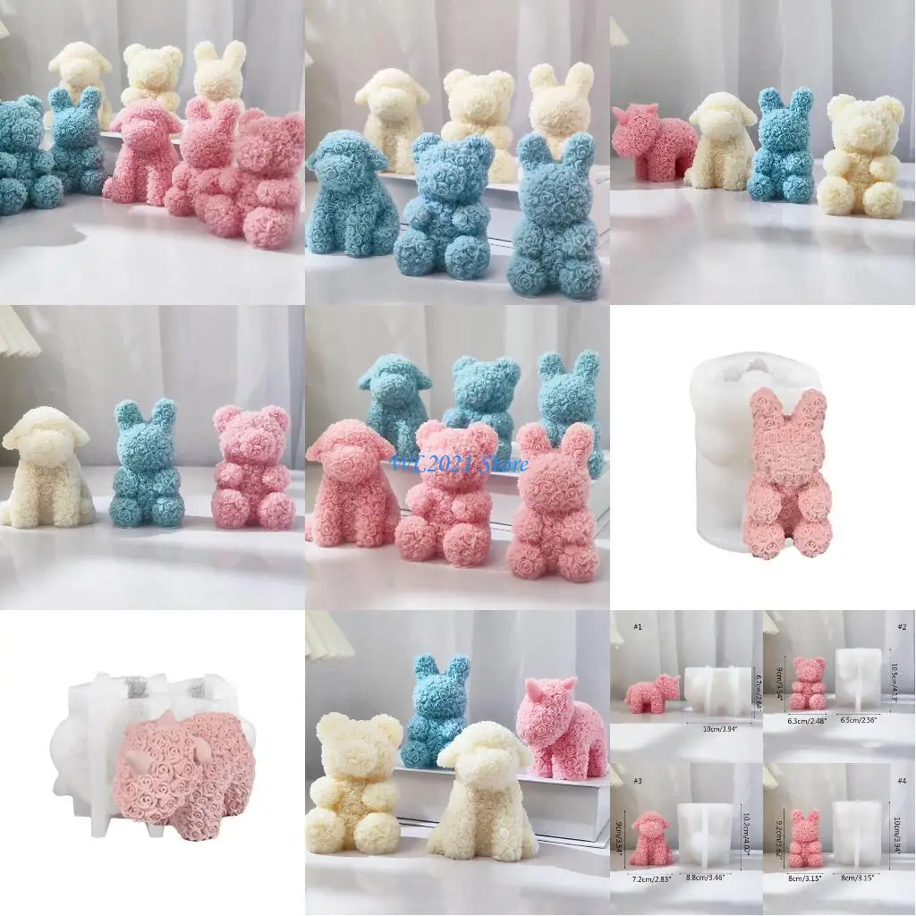 

G5GC Plaster Molds Making Mold Rose-Bear Silicone Mold for Home Decoration,Art Crafts Ornaments