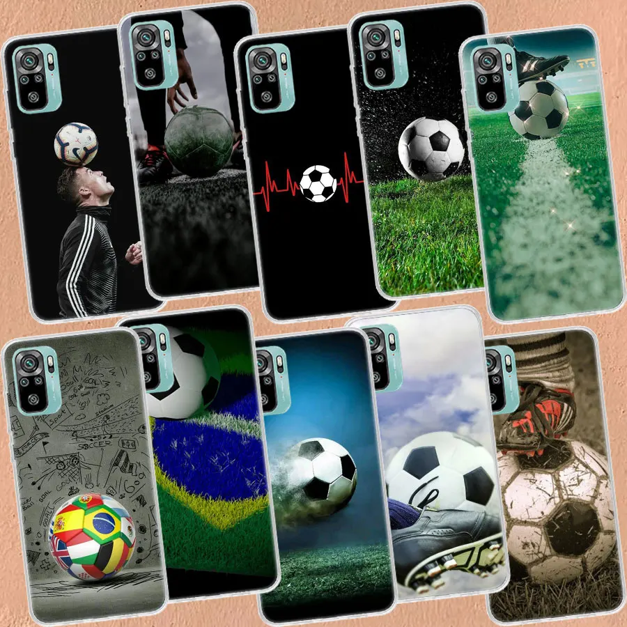 Football Soccer Ball Design Phone Case For Xiaomi Poco X3 F6 X4 F4 GT M3 M4 M5 M5S X5 X6 Pro 5G F5 F3 F2 F1 Mi Note 10 Lite Sil