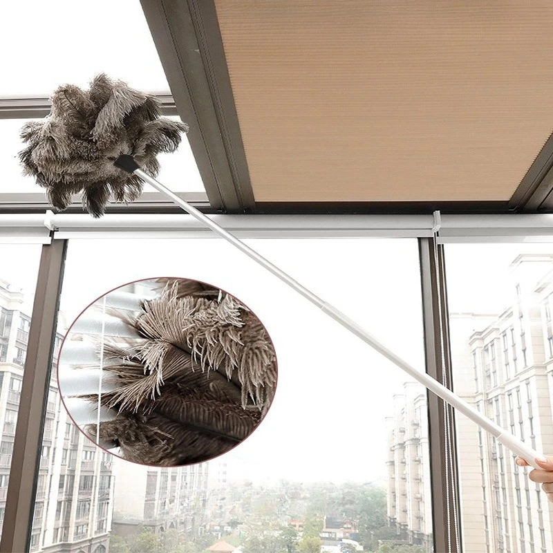 

2M Ostrich Duster Brush Extendable Feather Duster with Long Handle Fluffy Premium Feather Duster for Cleaning Furniture