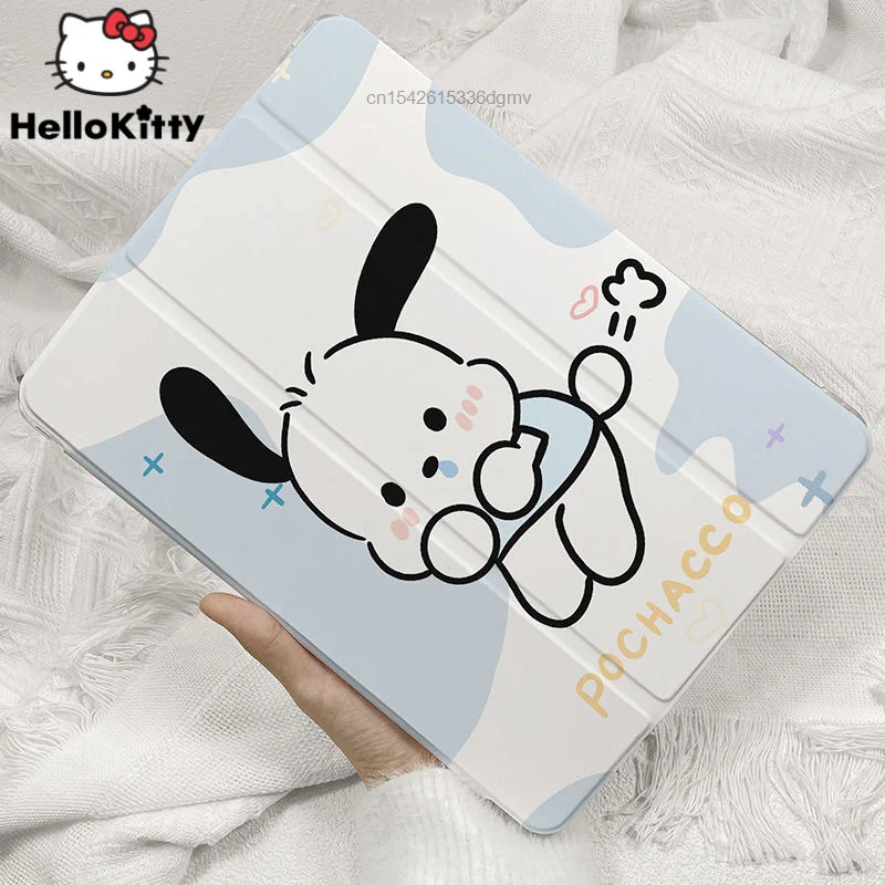 Sanrio Pochacco Ipad Case Pro 2021 11 Inch Three Fold ShockProof Case For IPad Air 1 2 3 12.9 Inch Tablet Ipad Mini 4 5 6 Cover