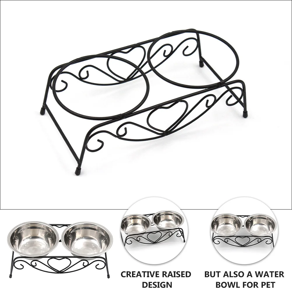 

1 set Stainless Steel Pet Bowl Raised Dog Feeder For Small Dogs Cats Iron Stand Detachable Food Water Bowl Pet Dish
