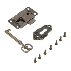 1 Set Iron Antique Door Locks Drawer Home Decro Jewelry Wood Box Cabinet Wardrobe Cupboard Door Lock with Key Furniture Hardware