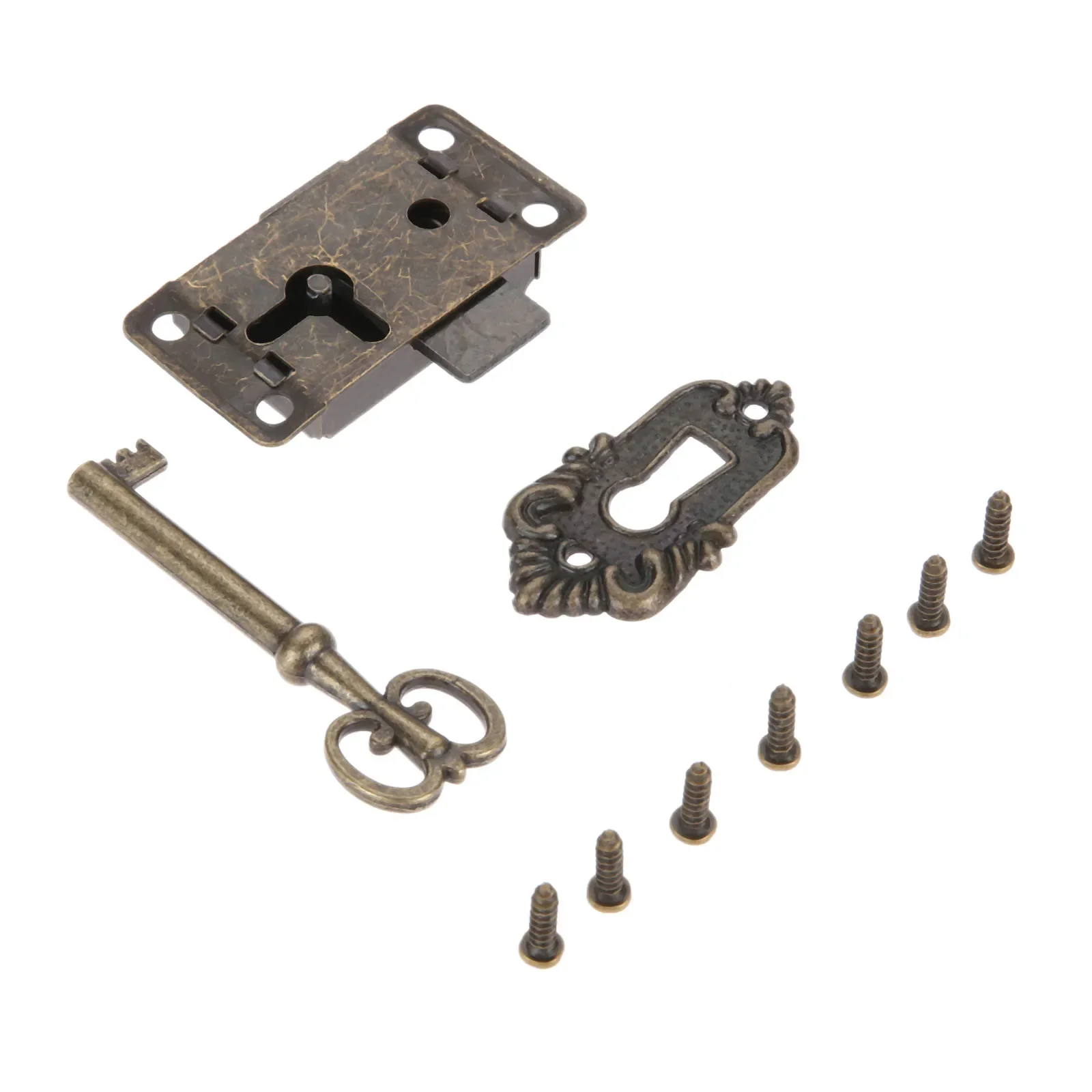 1 Set Iron Antique Door Locks Drawer Home Decro Jewelry Wood Box Cabinet Wardrobe Cupboard Door Lock with Key Furniture Hardware