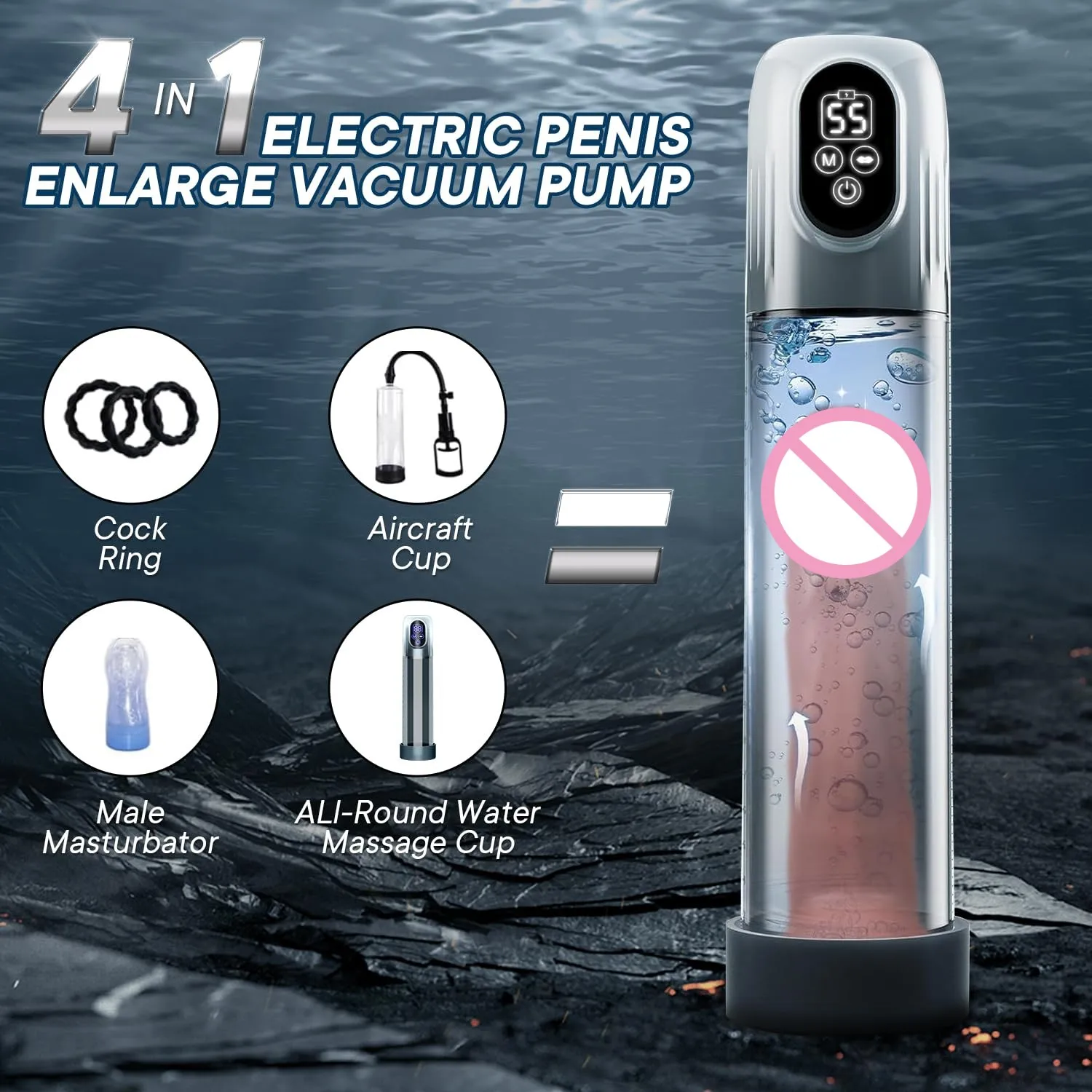 New LCD Electric Penis Pump Penis Enlargement Extend Pump Penis Trainer Sucking Male Masturbators Cup Dick Pump Sex Toys for Men