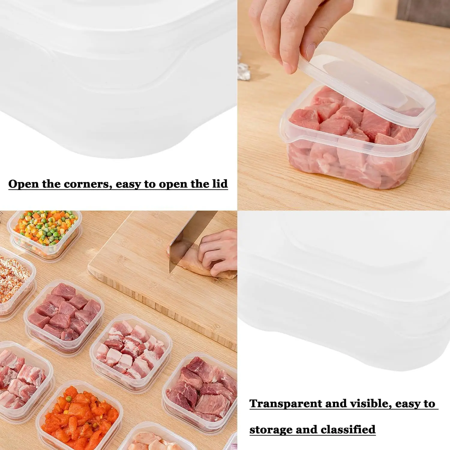 1 Grids Food Fruit Storage Box Portable Compartment Refrigerator Freezer Organizers Sub-Packed Meat Onion Ginger Clear Crisper