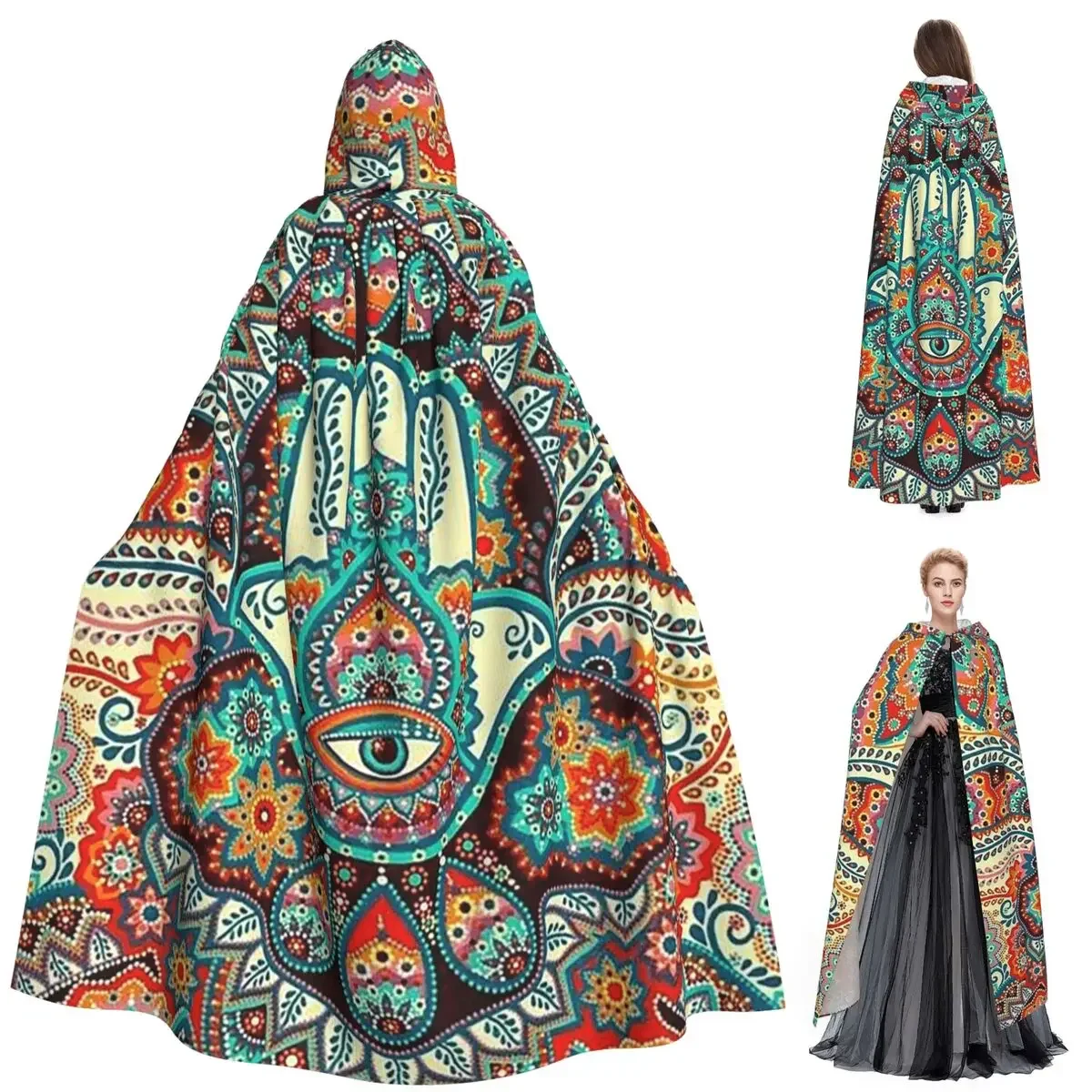 

Желтый Хамса длинный плащ с капюшоном ведьма средневековый костюм косплей накидка Хэллоуин вечеринка для взрослых унисекс