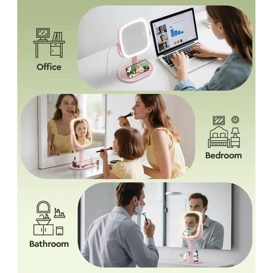 Verstelbare verlichte make-upspiegel met verlichting en vergroting, 1X 20X vergrotende spiegel met licht 4000mAh oplaadbaar, dienblad B