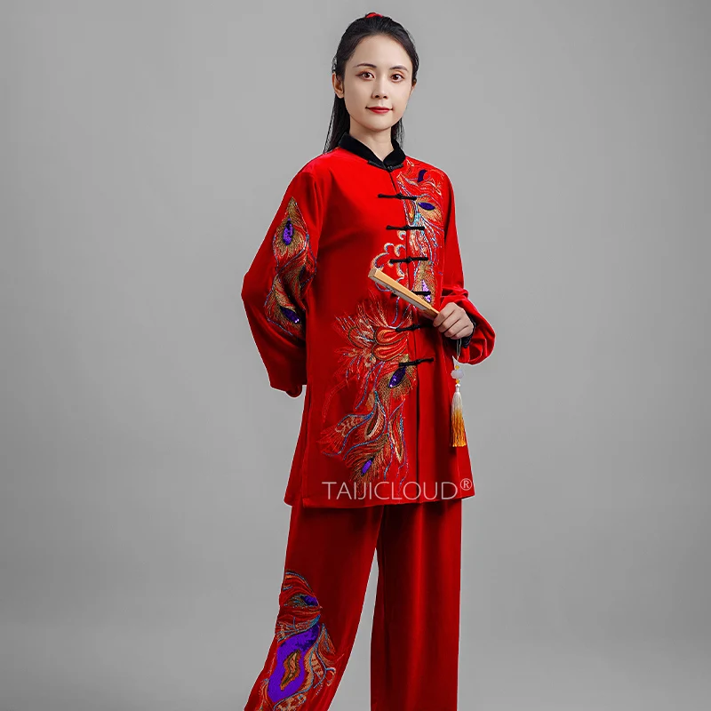 Sparkling Tai Chi Uniform  Original Korean Velvet Martial Arts Suit for Competition  Group Performance ( Autumn Winter Training)
