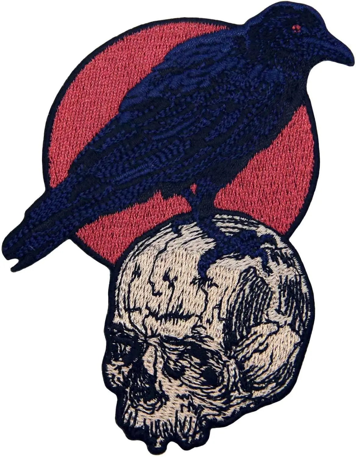 The Raven On the Skull Patch Embroidered Applique 5.5*7.2cm Badge Iron On Sew On Emblem