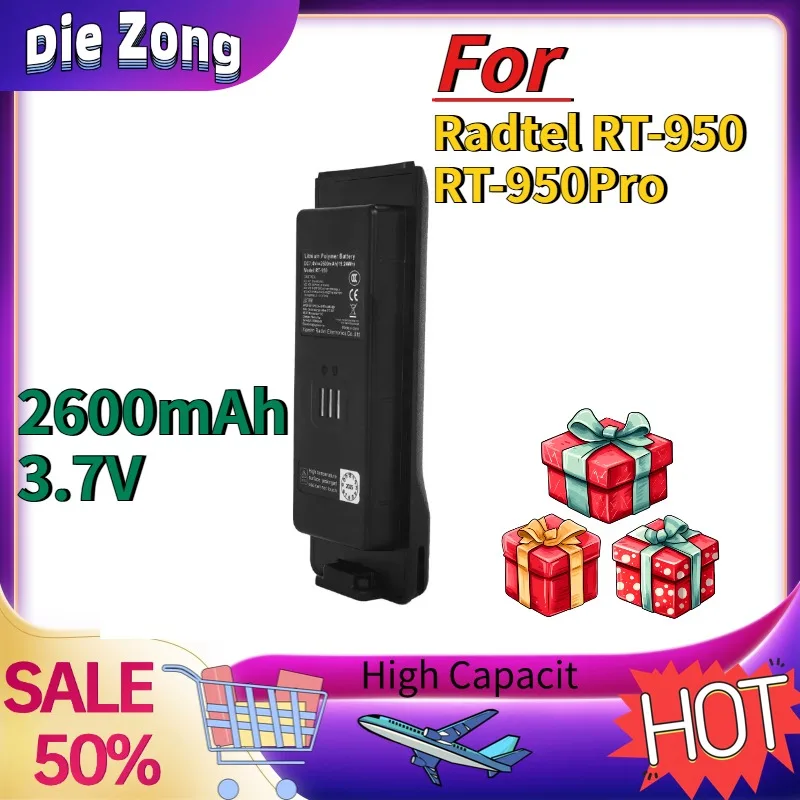 

In Stock For Radtel RT-950 RT-950Pro Two Way Ham Radio Replacement Battery 2600mAh 3.7V High-Performance