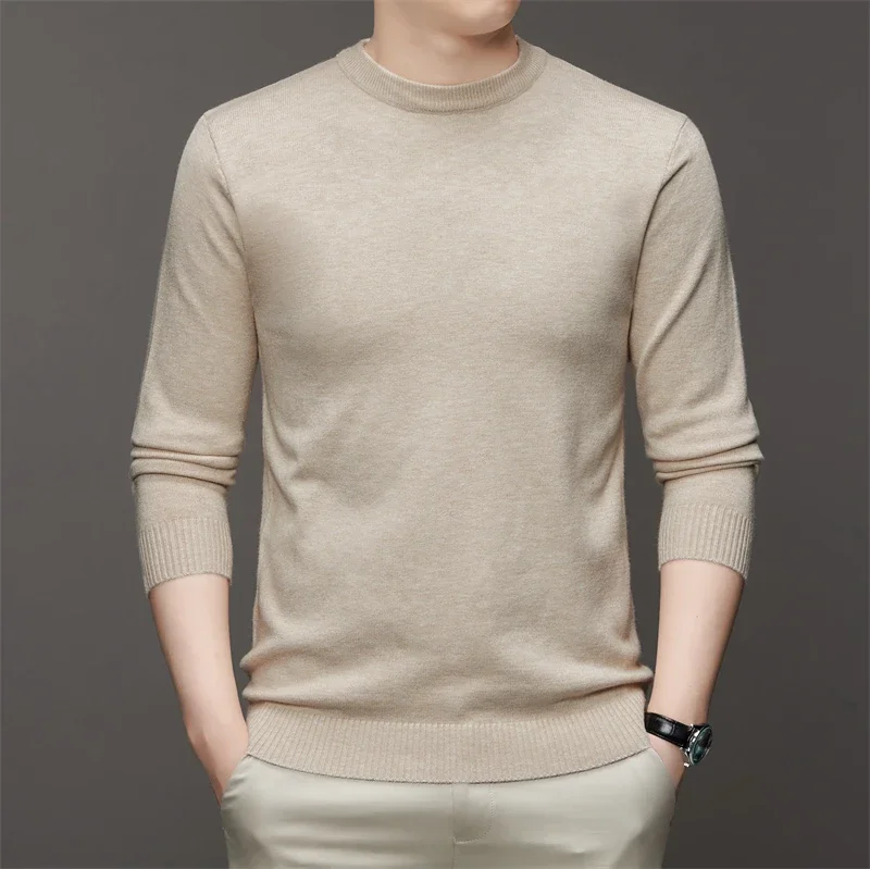 7 Colour Men's Round Neck Long Sleeved Solid Color Sweater Soft Warm and Comfortable Top with a Base