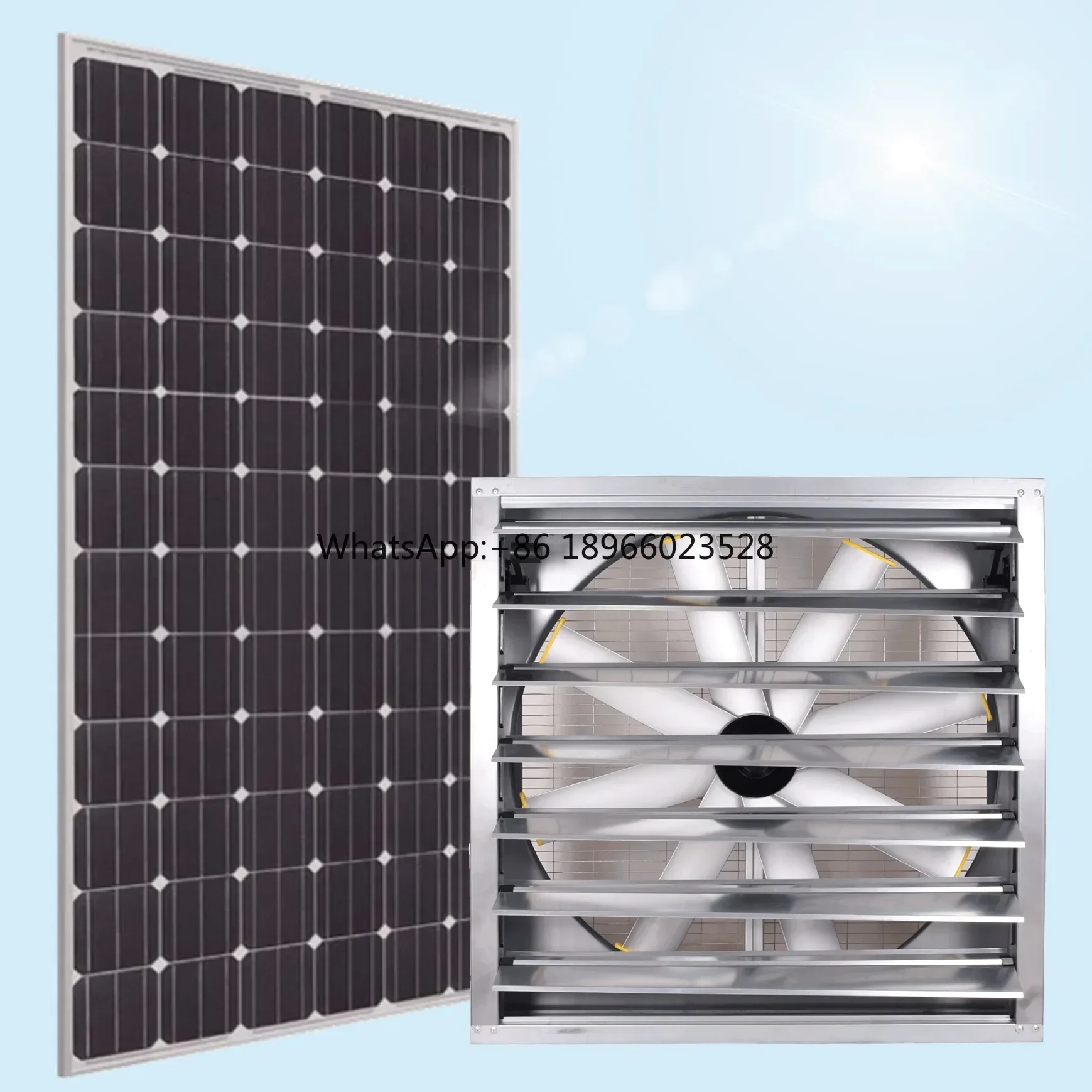 

With HVAC System Poultry Farm Solar Wall Exhaust Ventilation Fan 48 Inch Solar DC Warehouse Industrial Cooling Fan with Shutter