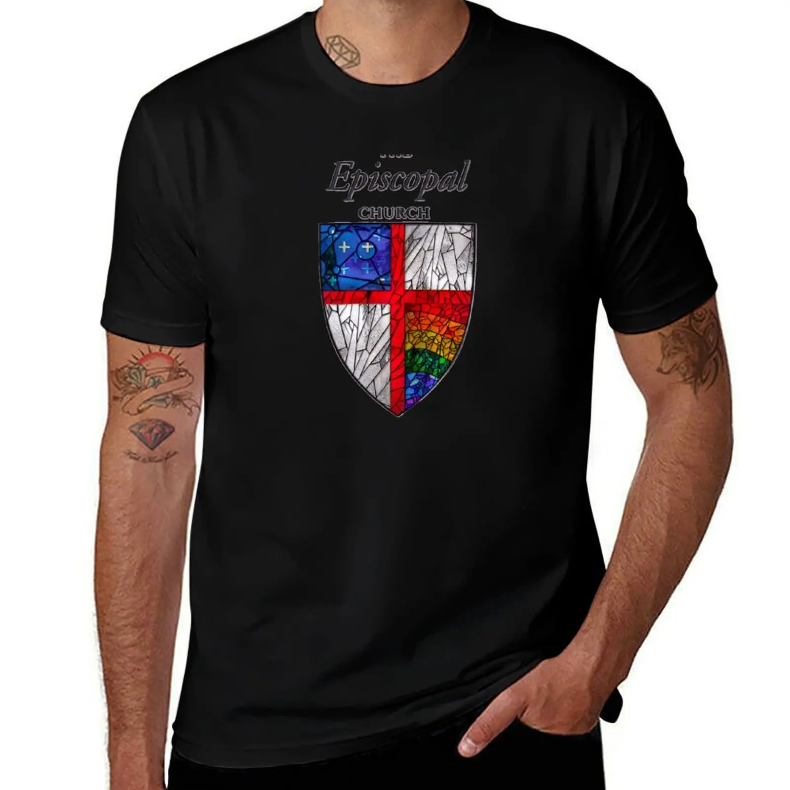 Episcopal church staining glass T-Shirt Running Gym Short Sleeve Sports Tee T-Shirt