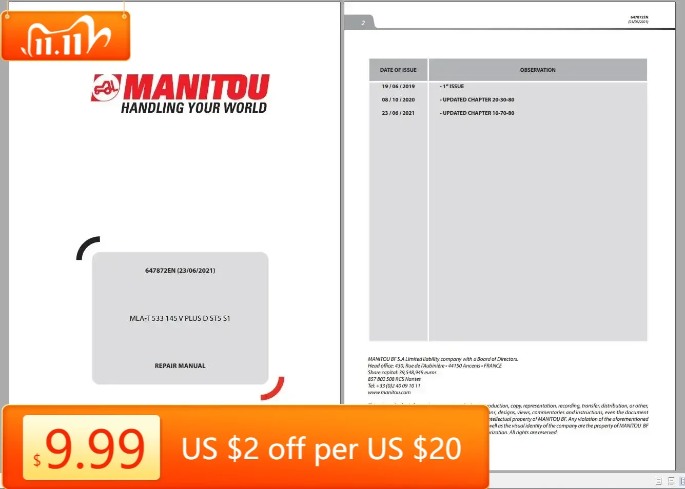 

TruckEPC [DVD5] Manitou Work Platforms Telehandler PDF 7.8GB Updated 06.2021 Repair Manual, Circuit Diagram