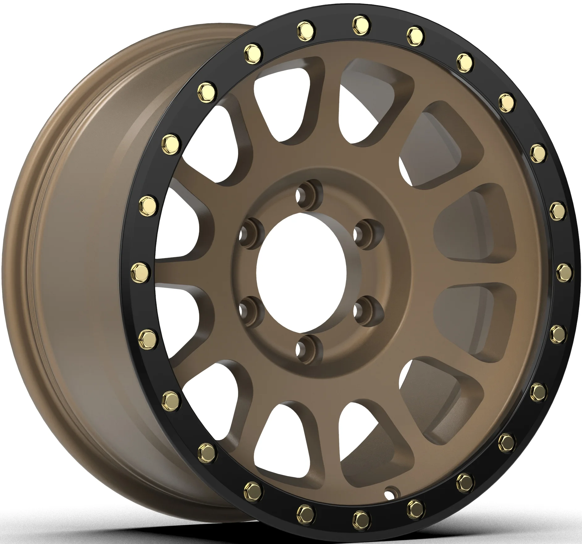 17x9.0J 6 Hole Off-Road Alloy Wheel Rims, PCD139.7 ET-5-6, Black Machine Face Car Tyre Rims