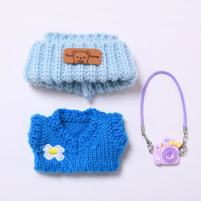 

Doll Clothes Outfit Accessories For Korea Kpop EXO 17cm Labubu V2 V1 Winter Strawberry Love Sweater Anti freeze Kid Toy Gift