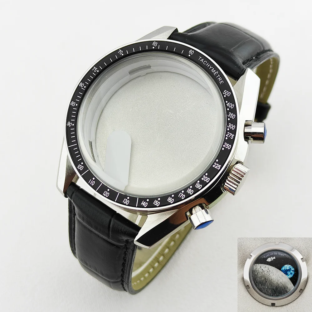 39.7MM vk63 cases Moon Watch Case Watch Strap Metal Case Accessories Fit For speed master VK63 movement VK63 cases VK64 cases