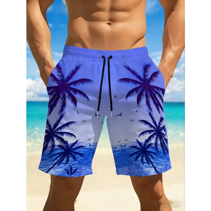 

1PC-Men's quick-drying swimming trunks with 3D printing design, casual regular version, suitable for beaches