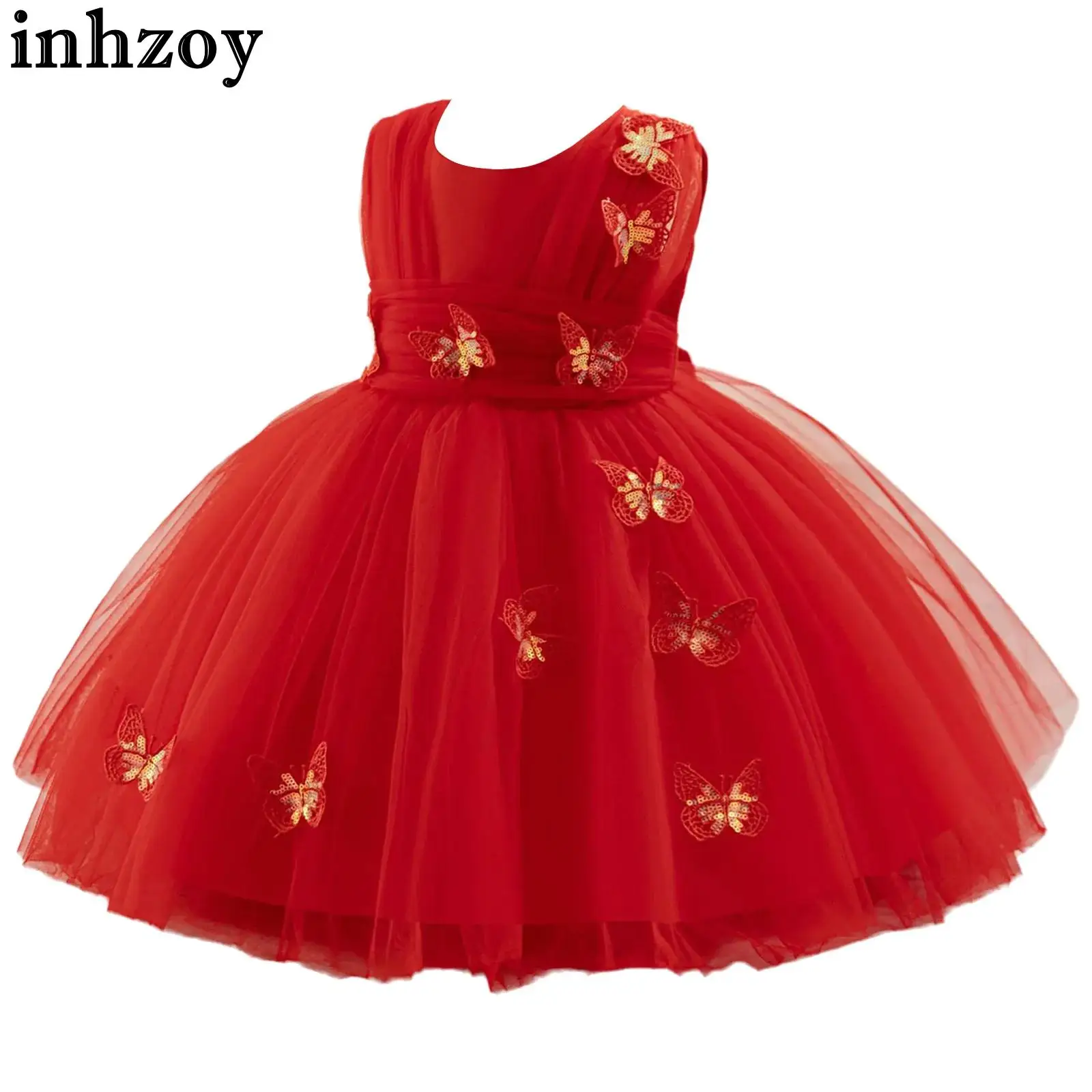 

Рождественское праздничное платье без рукавов для маленьких девочек, милое элегантное бальное платье-пачка принцессы для свадьбы, дня рождения, театрализованное представление