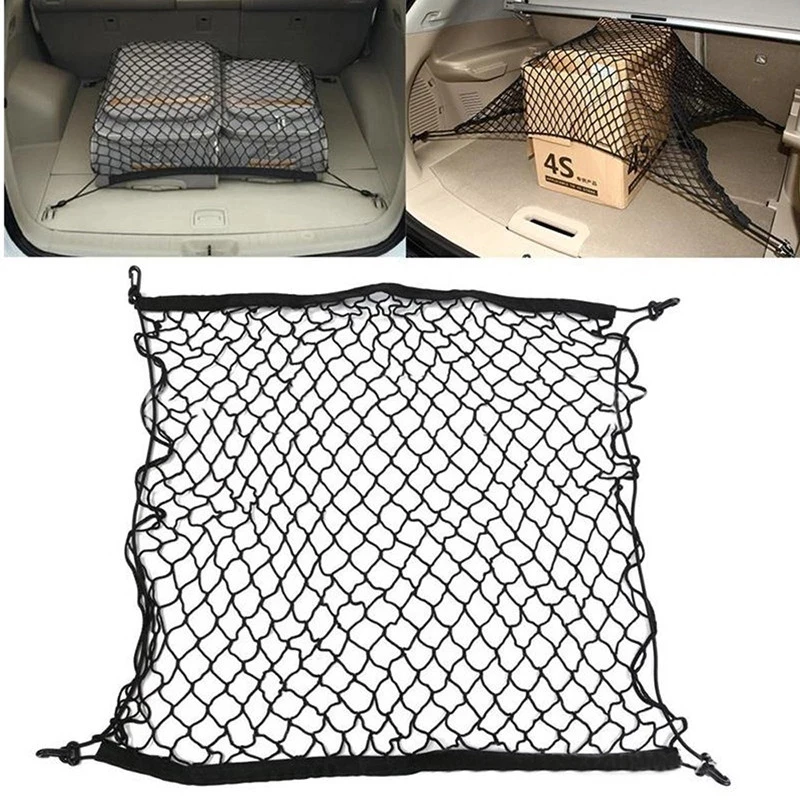 for Mazda CX-5 2017~2019 Car Trunk Back Rear Trunk Luggage Storage Cargo Organiser Hooks Nylon Elastic Mesh Net Car Accessories