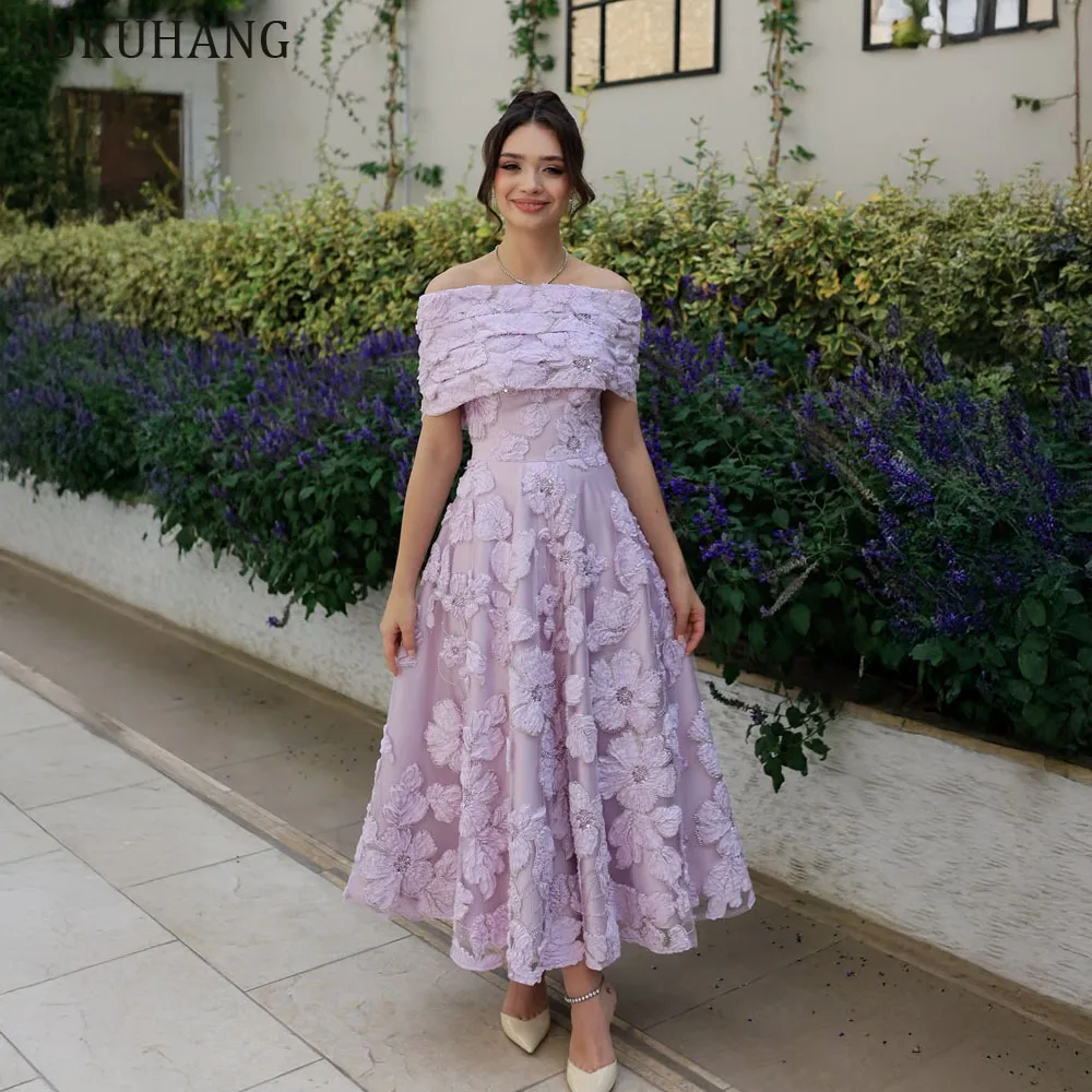 

Вечернее платье SUKUHANG фиолетового цвета, длиной до щиколотки, с открытыми плечами, кружевное, для выпускного вечера, для вечеринок, в пол, на заказ