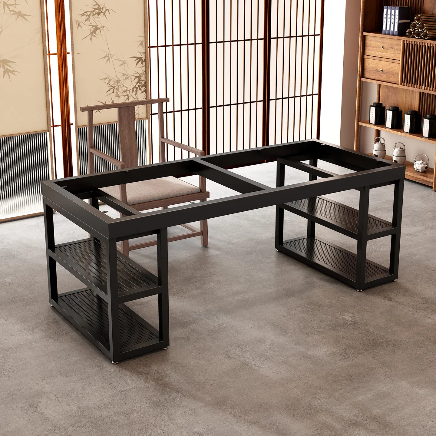 Simple desk shelf, metal support base, rock slab tile, dining table foot, marble table leg, light luxury table rack.