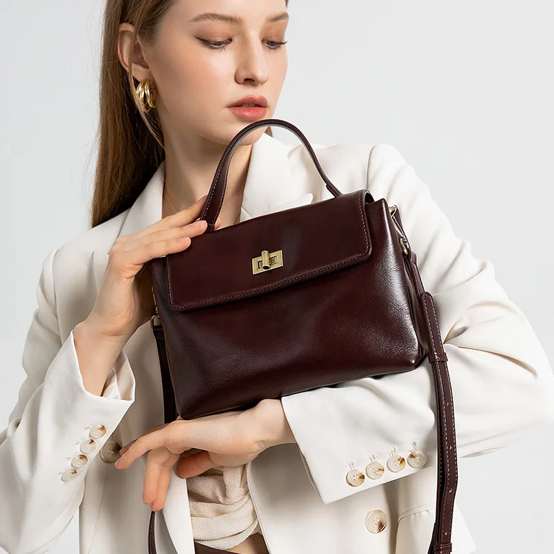 2026 New Arrival Premium Genuine Leather Women's Crossbody Bag Retro Shoulder Bag Fashion Versatile Commuter Handbag