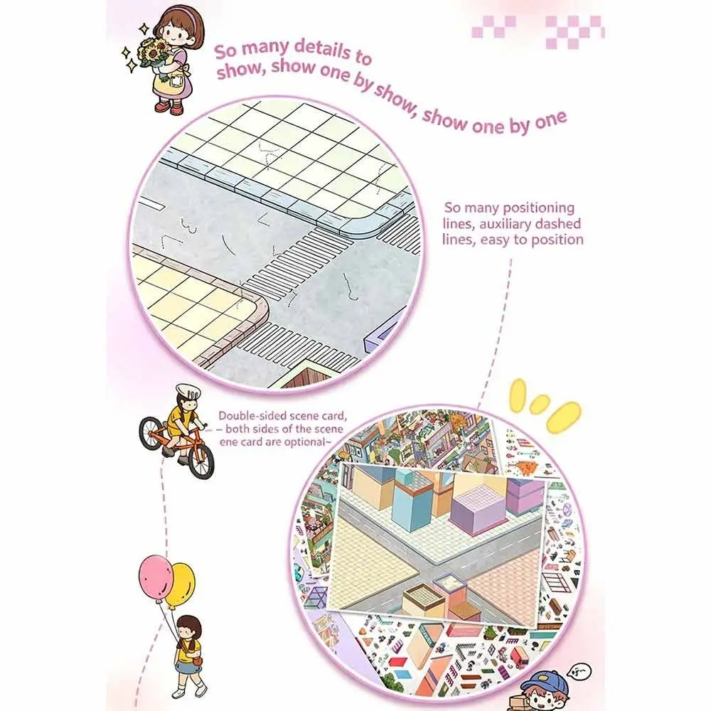 

Наклейка с дизайном в стиле Kawaii: пейзаж, тема фестиваля, 3D-стикер с городским пейзажем, наклейка с изображением улицы экономической зоны