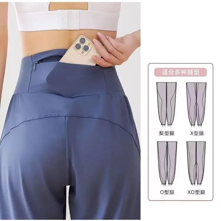 سراويل اليوغا للركض للنساء سراويل اللياقة البدنية النسائية للركض مع جيوب عالية الخصر سراويل رياضية للتمرين صالة مريحة #4