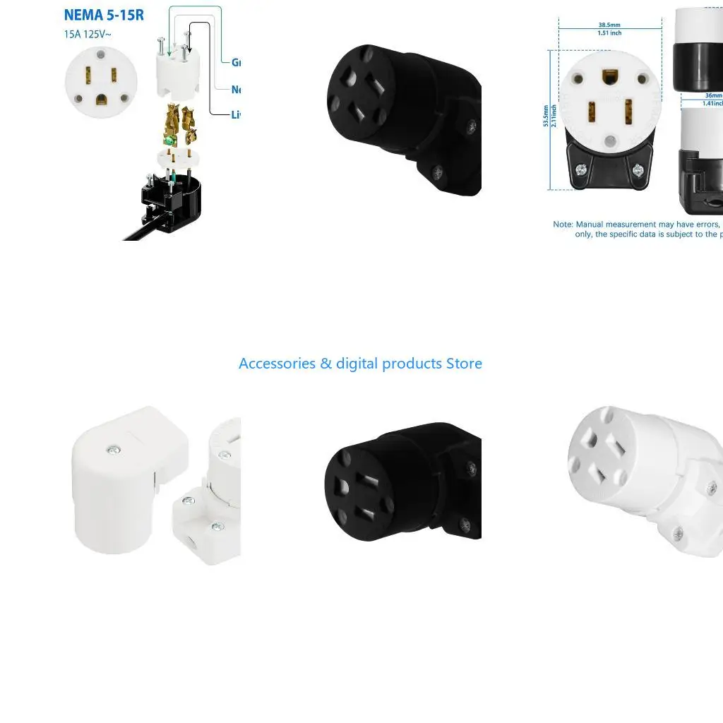 77JD Rotatable NEMA 5 15R Rotatable Elbow Outlet Heavy Duty for Commercial and Industrial Power Needs Swivels Power Receptacle