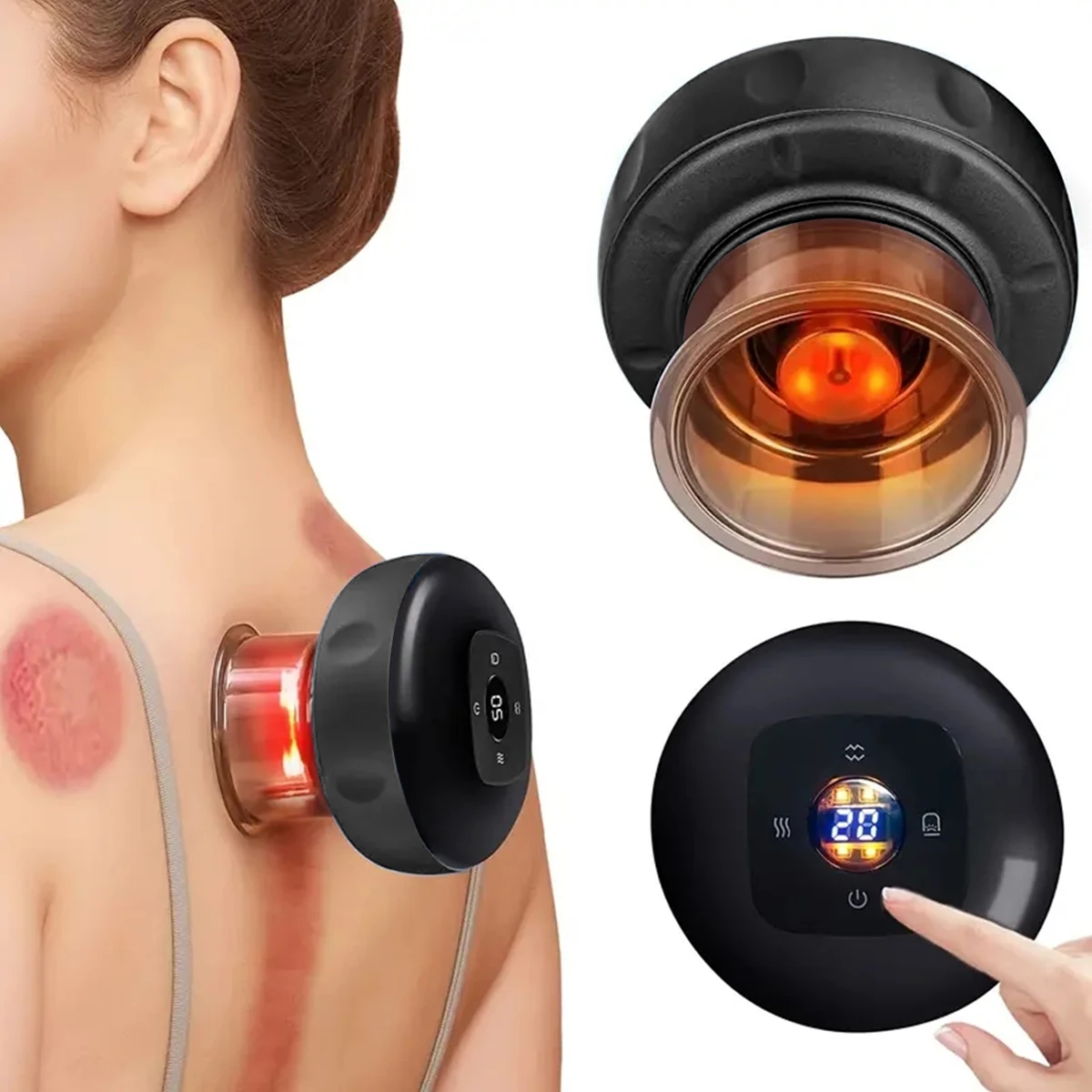 

6-Speed Adjustable Electric Cupping Device Vacuum Suction Cup Design Combines Cupping, Scraping, and Muscle Massage Functions