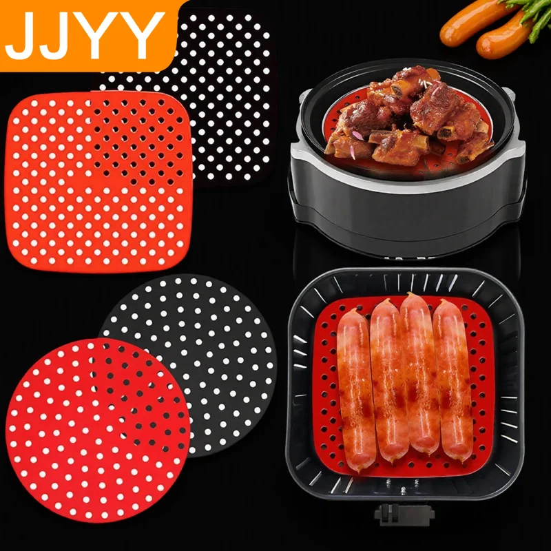 

Reusable Non Stick Silicone Air Fryer Liners Perforated Waterproof Baking Mats for All Models 7 5 8 8 5 9 Inch