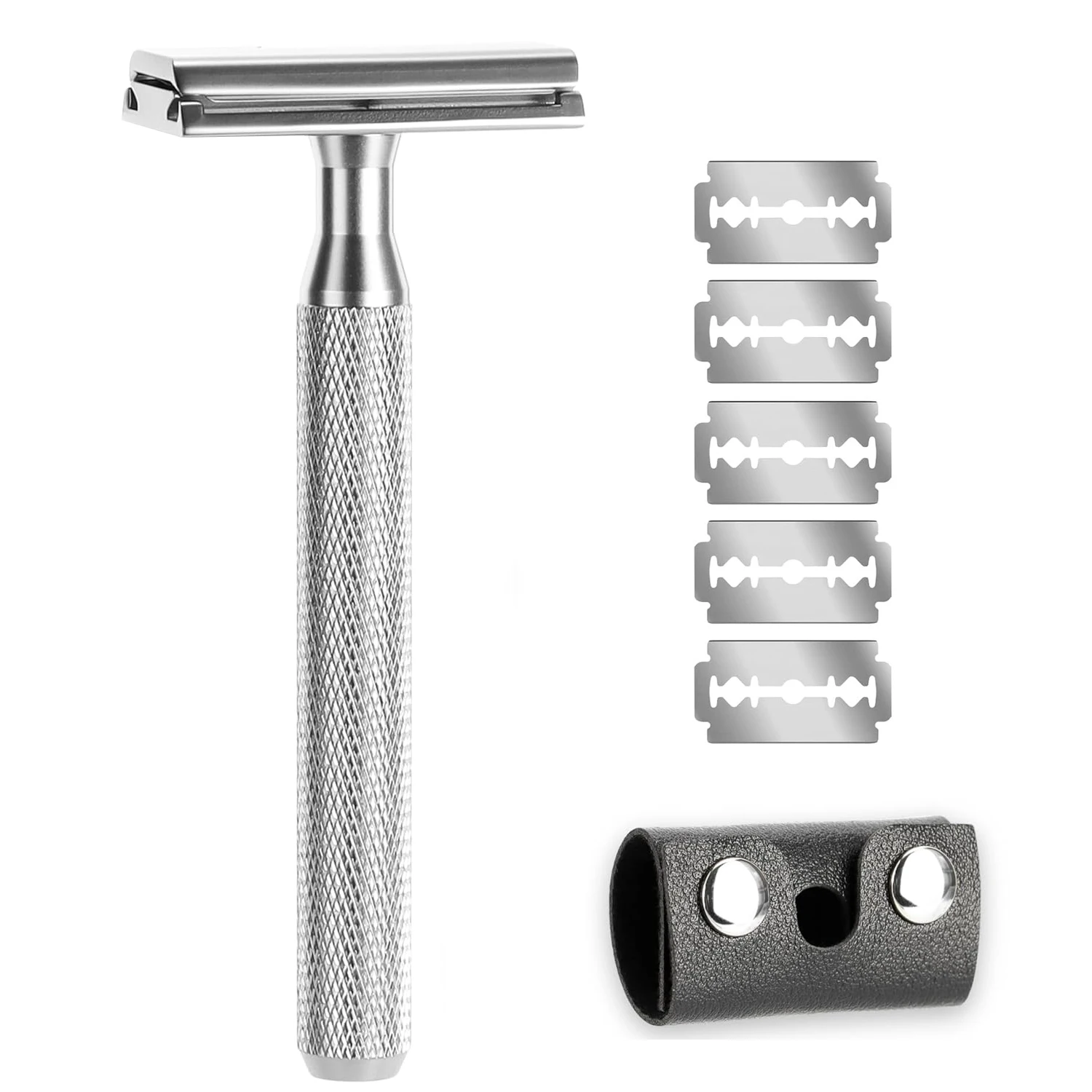 Safety Razor Men's Wet Razor 30° Angle Including 5 Platinum Razor Blades, Safety Razor and Blade Guard