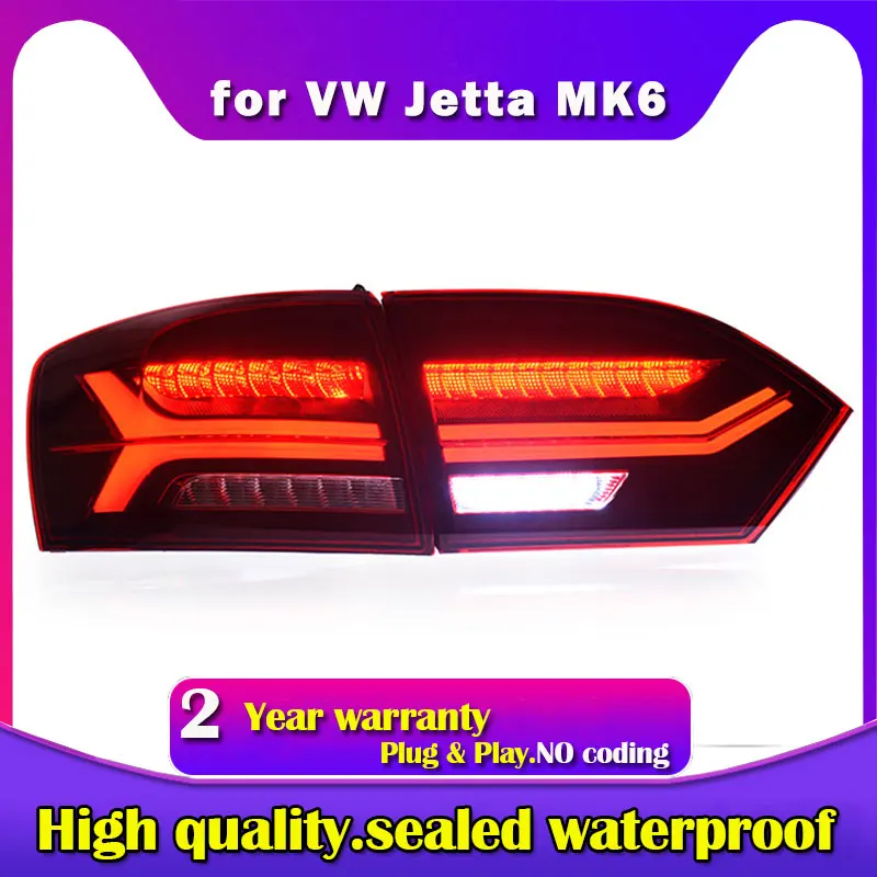 Car Led Tail Light Assembly 2012 2013 2014 2015 For Volkswagen Jetta  Sagitar 6th Tail Lamp For Sedan Sequential Turn Signal