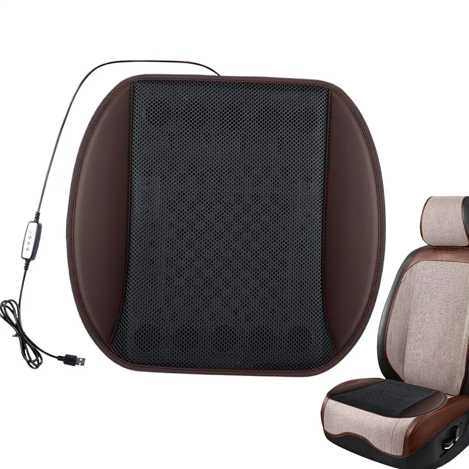 Car Seat Pad 12V 24V Plug In Air Circulation Summer Fan Blowing Car Seat Pad For Road Trips Commuting Family Outings Camping