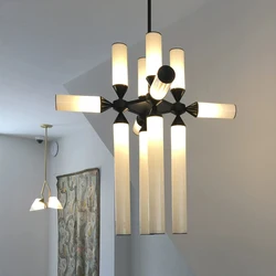 Designer Glass Tube Chandelier Modern Living Room Pendant Lamp For Bedroom Bedside Cafe Home Decor LED Dining Room Hanging Lamp