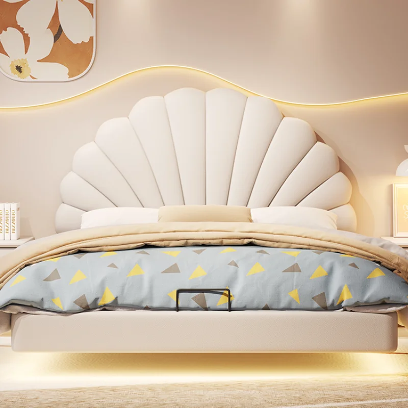 Princess Unique Modern Childrens Bed Pretty Led Lights White Comferter Bed Loft Villa Camas De Dormitorio Furniture Home