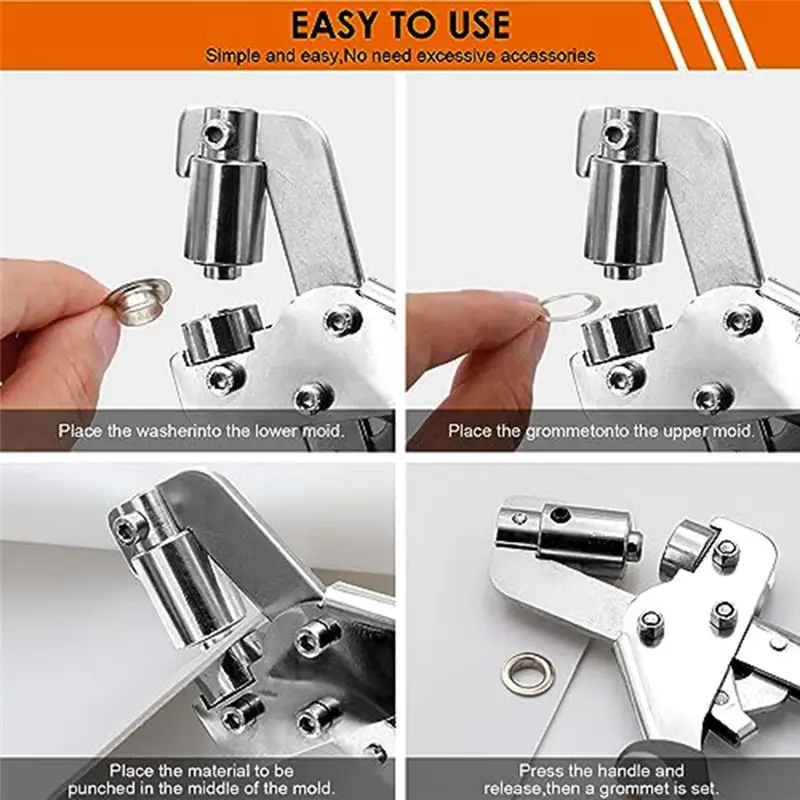 

Набор инструментов для люверсов KSOL, сверхмощные плоскогубцы для дырокола с 500 втулками, инструментом для дырокола с петельками и люверсами для брезента для ткани