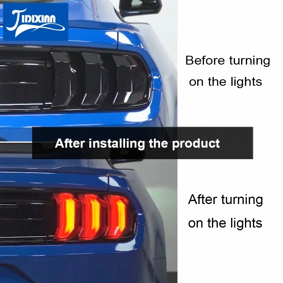 KEWISAUTO Cubierta de Luz Trasera para Ford Mustang 2018-2023, Cubiertas de Lámpara de Luz Trasera Moldura Decoración para Ford Mustang 2018-2023 Accesorios, 6PCS, Negro Ahumado