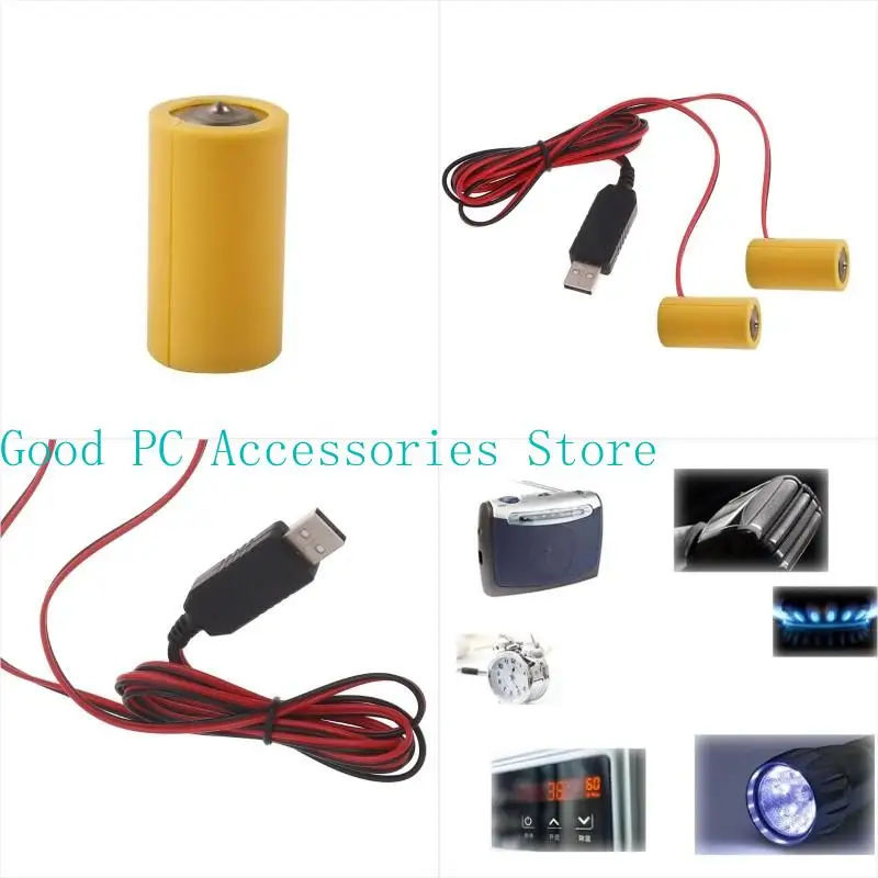 

R53C USB5V to 3V LR14 C Battery Eliminators Dummy Battery Power Cable for 2pcs 1.5V C Battery Toy Gas Water Heater